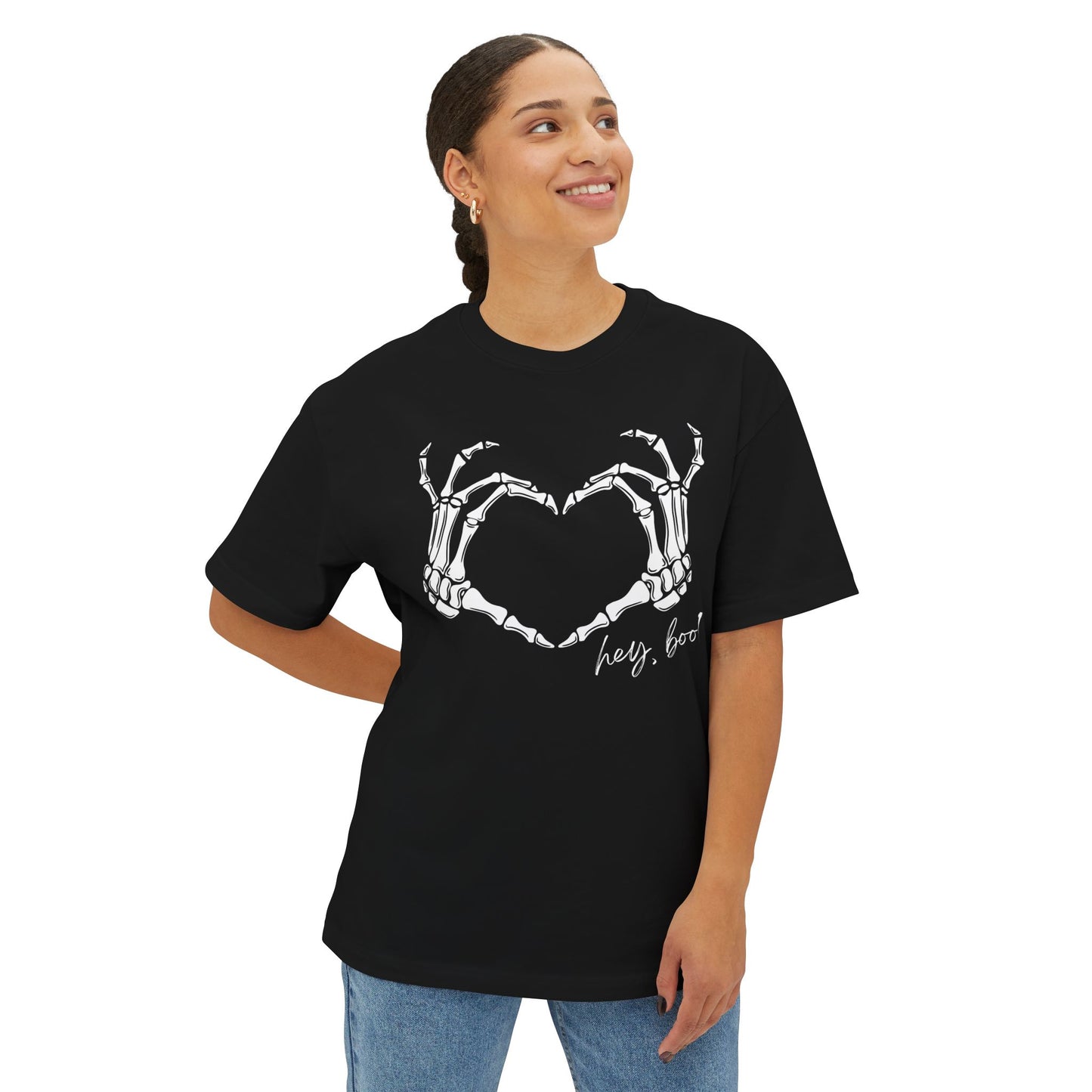 "Hey Boo!" Skelly Hands Halloween Tee