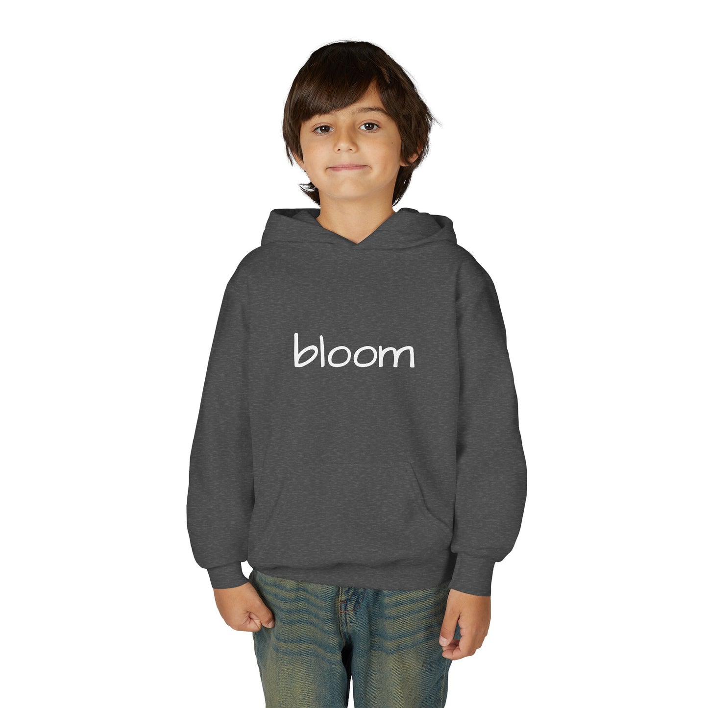 Bloom Youth Hoodie Sweatshirt White Text - Be Yourself and Bloom!