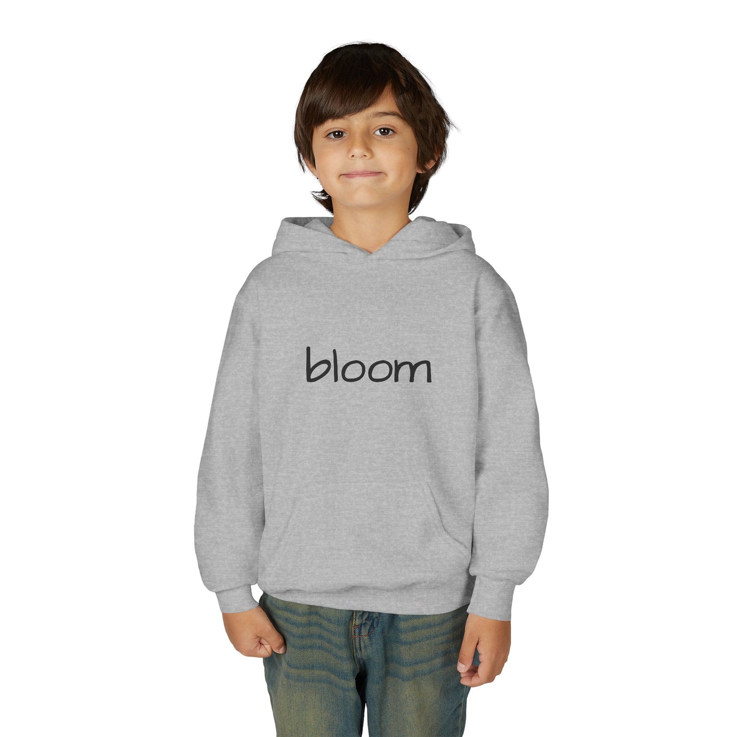 Bloom Youth Hoodie Sweatshirt Black Text - Be Yourself and Bloom!