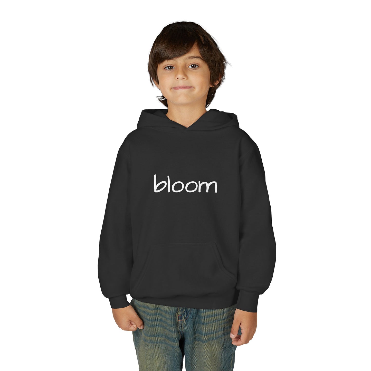 Bloom Youth Hoodie Sweatshirt White Text - Be Yourself and Bloom!