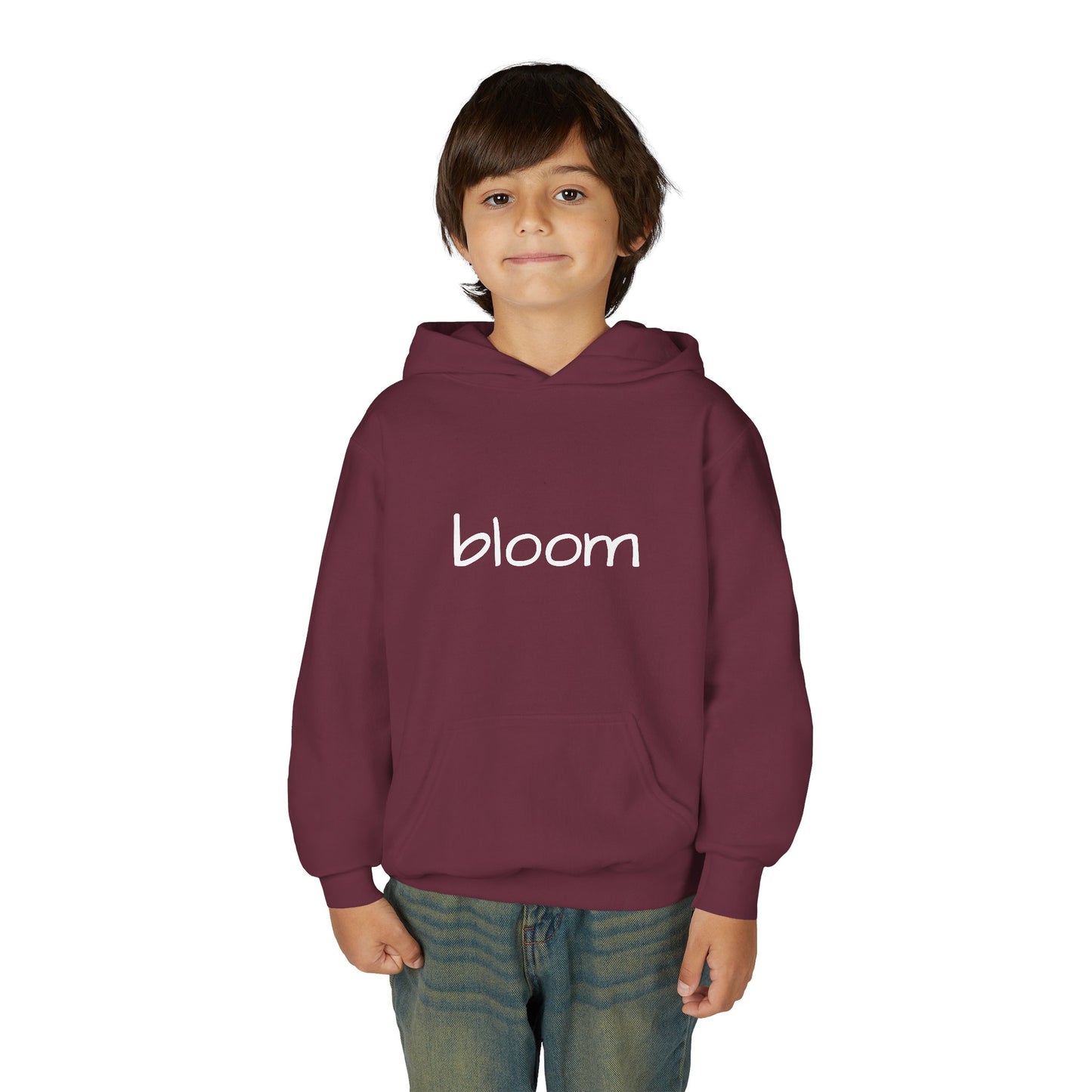 Bloom Youth Hoodie Sweatshirt White Text - Be Yourself and Bloom!