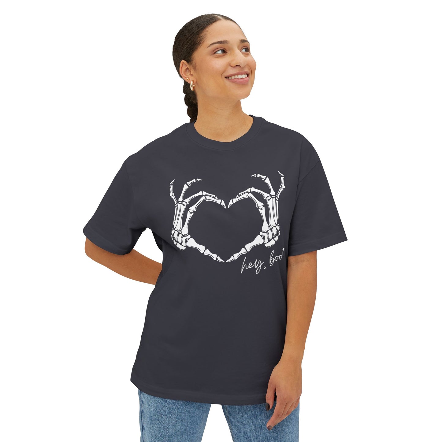 "Hey Boo!" Skelly Hands Halloween Tee
